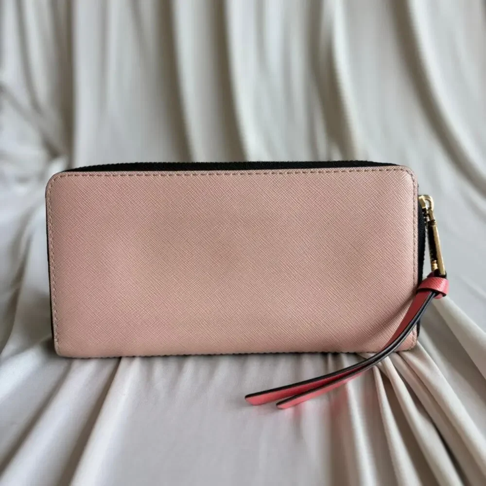Marc Jacobs Snapshot Continental Wallet - Black Saffiano Leather, Coral Pink